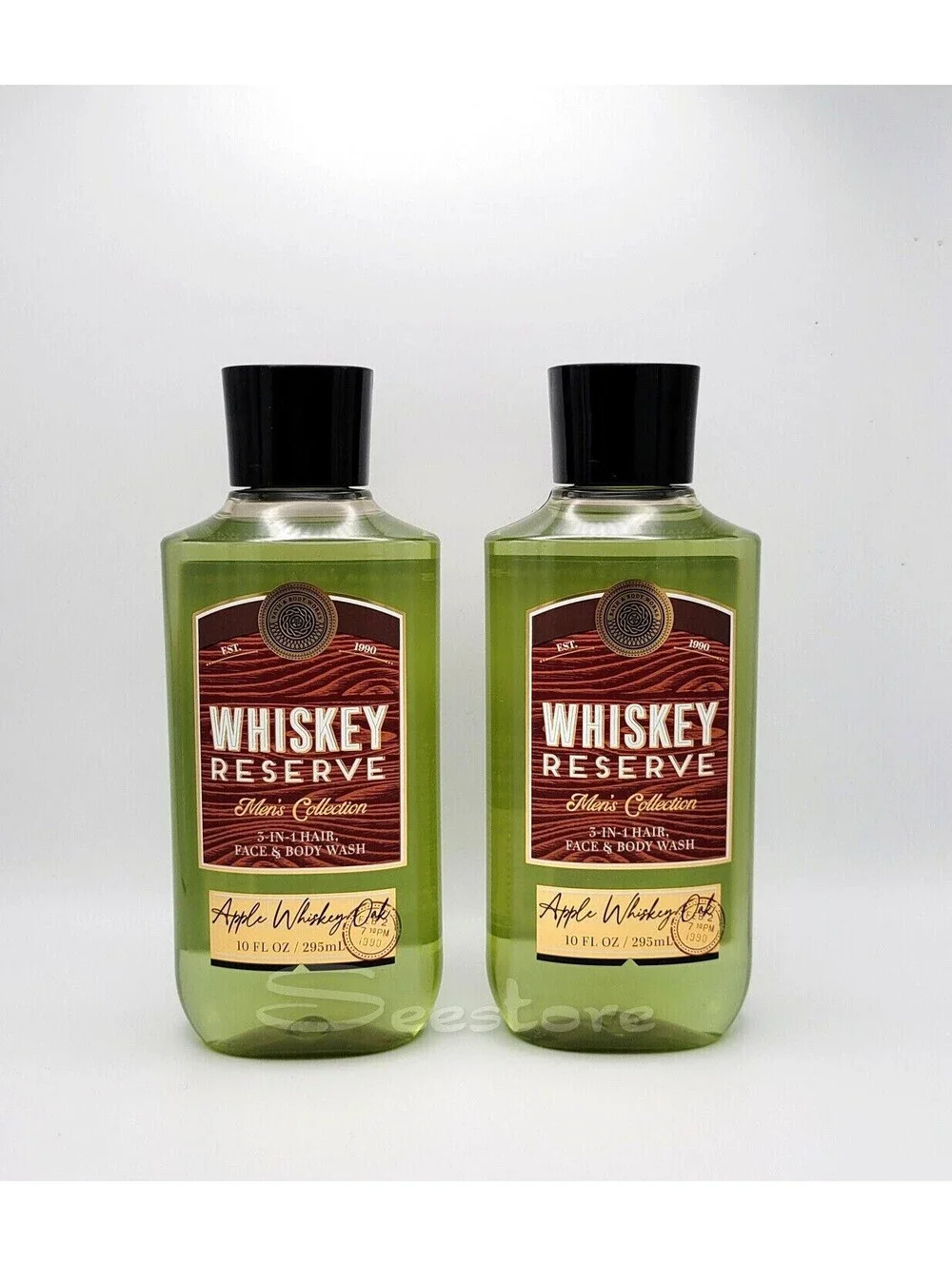 2 x Bath & Body Works Whiskey Reserve Men's 3 in 1 Face Hair & Body Wash 10 oz